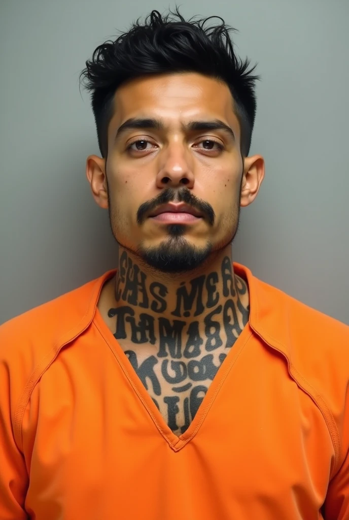 criminal identification photo, smug shot, de um crimonoso, perigoso, traficante de drogas, wanted by police, sem camisa, with several tattoos with criminal symbols, on the list of the ten most wanted in the country. criminoso de 45 anos, cabelos grisalhos, accentuated expression marks. High resolution image, ultradetalhada. photo background with height markings.
