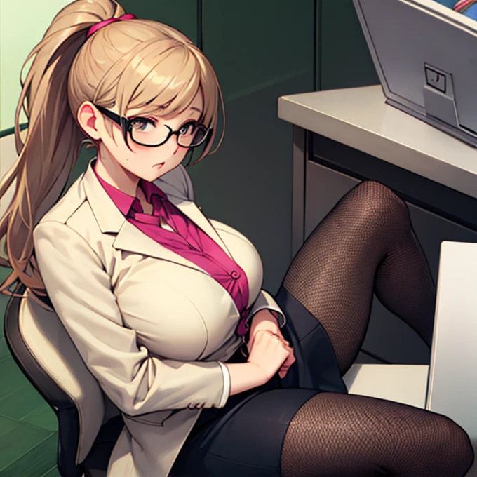 Browsing Caution, アニメ、Highest quality、Unity 8k wallpaper、32k、masterpiece、Ultra-detailed、Ultra-high resolution、Natural Light、(Very detailed and complex)、Beautiful face and eyes in every detail、Sharp pupils、smile、High heels、Woman in skirt and shirt sitting on the desk, office服, on the desk, Sit at a desk, Sitting at a desk,Bent knees、Spread your legs、Spread your legs、Panty shot、 Business casual attire, Sexy、Business Attire,office, At work, Wearing glasses, Fully clothed, business attire, Embarrassing, smile、business suit、Cleavage、Sexy