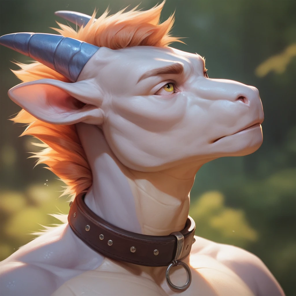 ultra-detailed, masterpiece, masterwork, high quality, best quality, hdr, (nature), posted on e621, (by Chunie ), nsfw, male, solo, (chibi), ((nude, micropneis, foreskin, perfect balls)), (white body minotaur), dragon, (slender body), (long silver hair, yellow eyes), standing, front view, dynamic angle