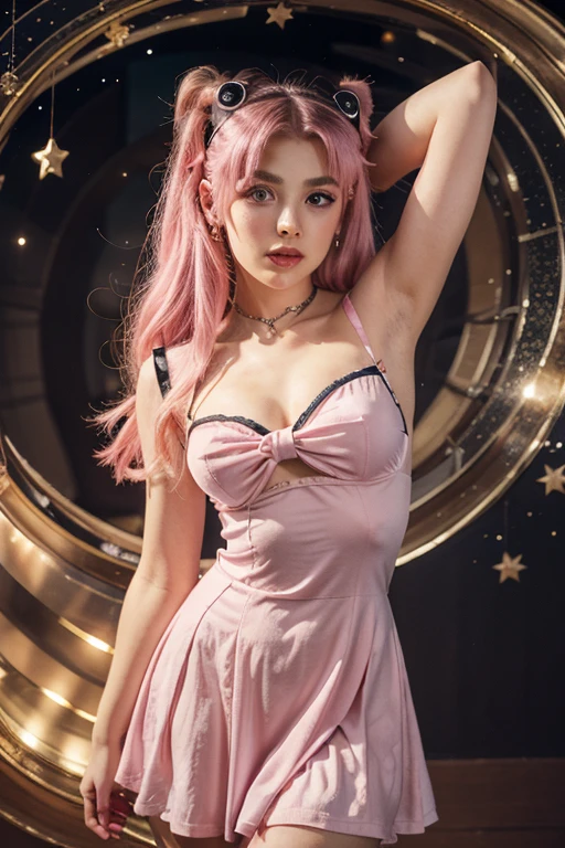 a cartoon image of a woman in a pink dress and a cat ears, magical girl anime mahou shojo, style of magical girl, pink iconic character, portrait of magical girl, magical girl, official art, best anime character design, shining pink armor, sakura kinomoto, anime girl named lucy, anime character, madoka kaname