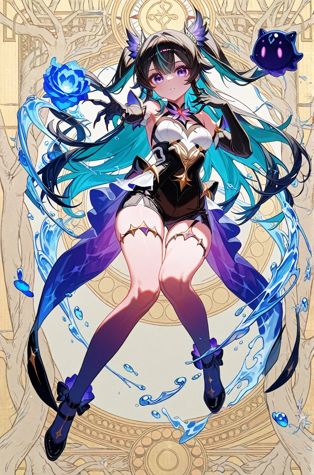 Capricorn、Green Hair、tarot cards,Hands together,Vulcan salute,attention, There is a halo behind the head,finely_detailed, perfect_Body, perfect_Eye, perfect_Face, perfect_finger,Yu-Gi-Oh card game style、(((Voluminous breasts 1.8)))、(((micro bikini 1.4)))、(Saggy breasts 1.4)、(Cleavage 1.4),Seductive pose、Random Pause、cowboy shot、
(The Capricorn symbol is depicted on the card frame 1.3)、Three-dimensional depiction that seems to emerge from the card, ultra-detailed depiction, artistic、A pose that makes it seem as if the person is coming out of the card、The card frames are drawn in super-beautiful detail, perfect anatomy, perfect fingers, super beautiful faces, stunning beauties aged 16 to 30、Greek mythology sculpture style background、Super beautiful eyes, and the card frame features illustrations of the moon, sun, stars, and golden coins、The card frame features an illustration of a sword and shield、Card colors are random、Depicts the symbol of Capricorn、Write the letter Capricorn、Write Capricorn on the top of the tarot card.May the person who sees the tarot card be happy、Write the word "Capricorn" in embossed letters on the tarot card、Magic wand, spear, bow and arrow, guitar, fire, water, earth, wind, dagger, pen, sword, crossbow, large shield, gloves, fishnet stockings、Flowers, leaves, good luck, four leaf clover、Scattering jewels、Diamond, ruby, sapphire, topaz, blue sapphire, pearl, crystal,Virgo sign tattoo on body、Random hair color、Rainbow, red, blue, orange, yellow, purple, green, gold, silver, light blue, brown, white, yellow-green, navy blue, pink,
