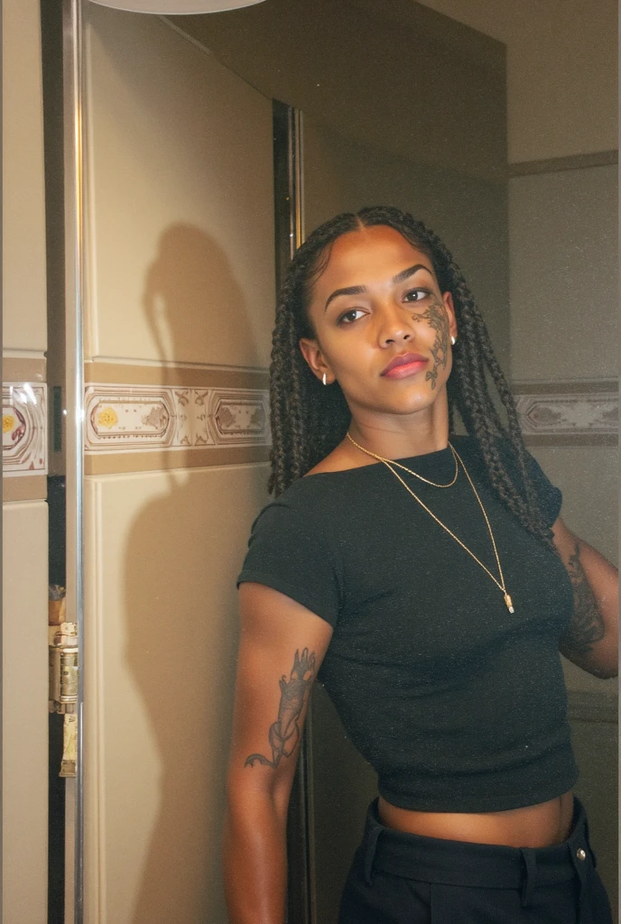 photo of S242_SabaLapiedra,a stunning woman,in a (palace:1.1),wearing a (crewneck:1.1) and a (skirt),(smiling),(4k, RAW photo, best quality, depth of field, ultra high res:1.1),(absurdres, intricate, photorealistic, masterpiece, ultra-detailed:1.2),