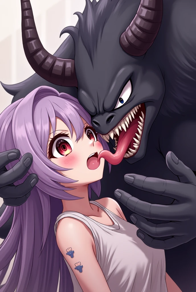 score_9, score_8_up, score_7_up, score_6_up, GHBL, zy_moore, Stylized digital portrait, from above. POV, 
shiny skin, shiny, danuadef, horns, horn ornament, jewelry, necklace, crescent, white dress, cleavage, black gloves, fingerless gloves, bandaged arm, handjob, two handed handjob, huge penis, leaking precum, precum on head, precum in hair, light skin, penis awe, horny, dark forest, looking at viewer, kneeling, hand on head, grabbing hair, rough, penis on face, cock worship, canine penis, knotted penis, (knot:1), human male, shaved, feet, light-skinned male