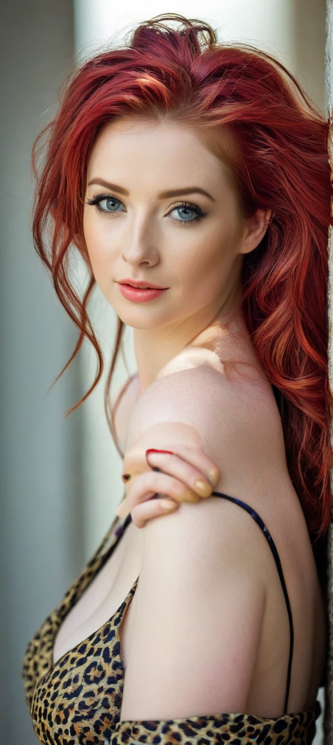 Beautiful, 25 year old European woman, goddess, (red hair), long hair, curly hair, perfect face, freckle spotted face, sharp jawline, (sharp features), thousands of (freckles), smiling, (cheerful), happy, blue eyes, perfect eyes, perfect breasts, skinny, (uniform hands), normal hands, (complex intricate dark blue flowing dress gold embroidery), library, books, large windows, subject is well lighted, (cinematic lighting), (realistic), (high quality), (detailed), (8k ultra hd), 1 person