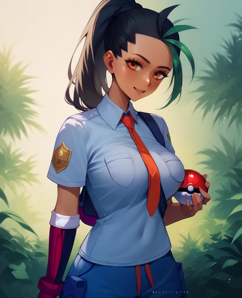 extremely detailed CG unreal engine 8k, best quality, all intricate,
1girl, solo, kris,  twintails, red shirt, necklace, yellow shorts, yellow headwear, white jacket, shoes, standing, forest, grin, holding poke ball, small breasts, stylish pose
 <lora:Kris-10:0.7>