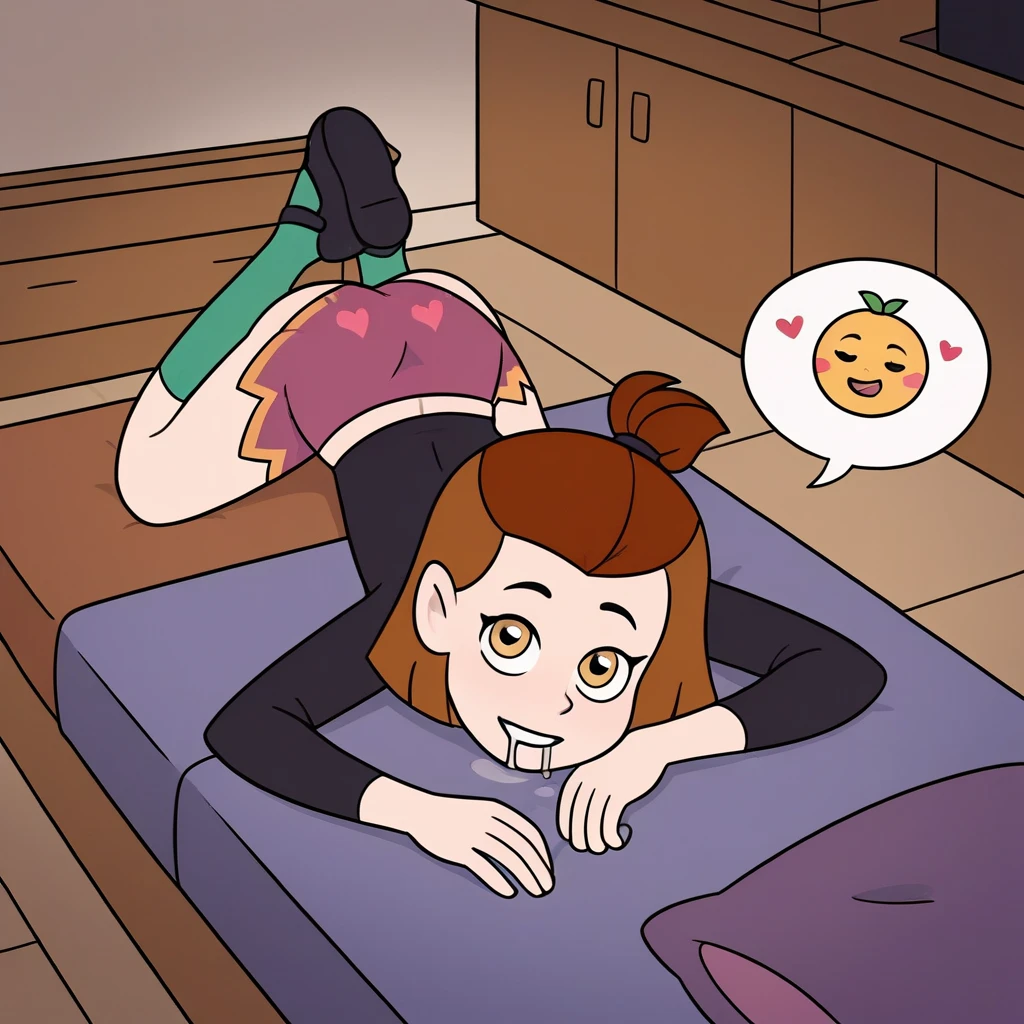 sam, totally spies, orange hair, bare shoulders, midriff, doggystyle sex, bed, room, feet, shota-boy