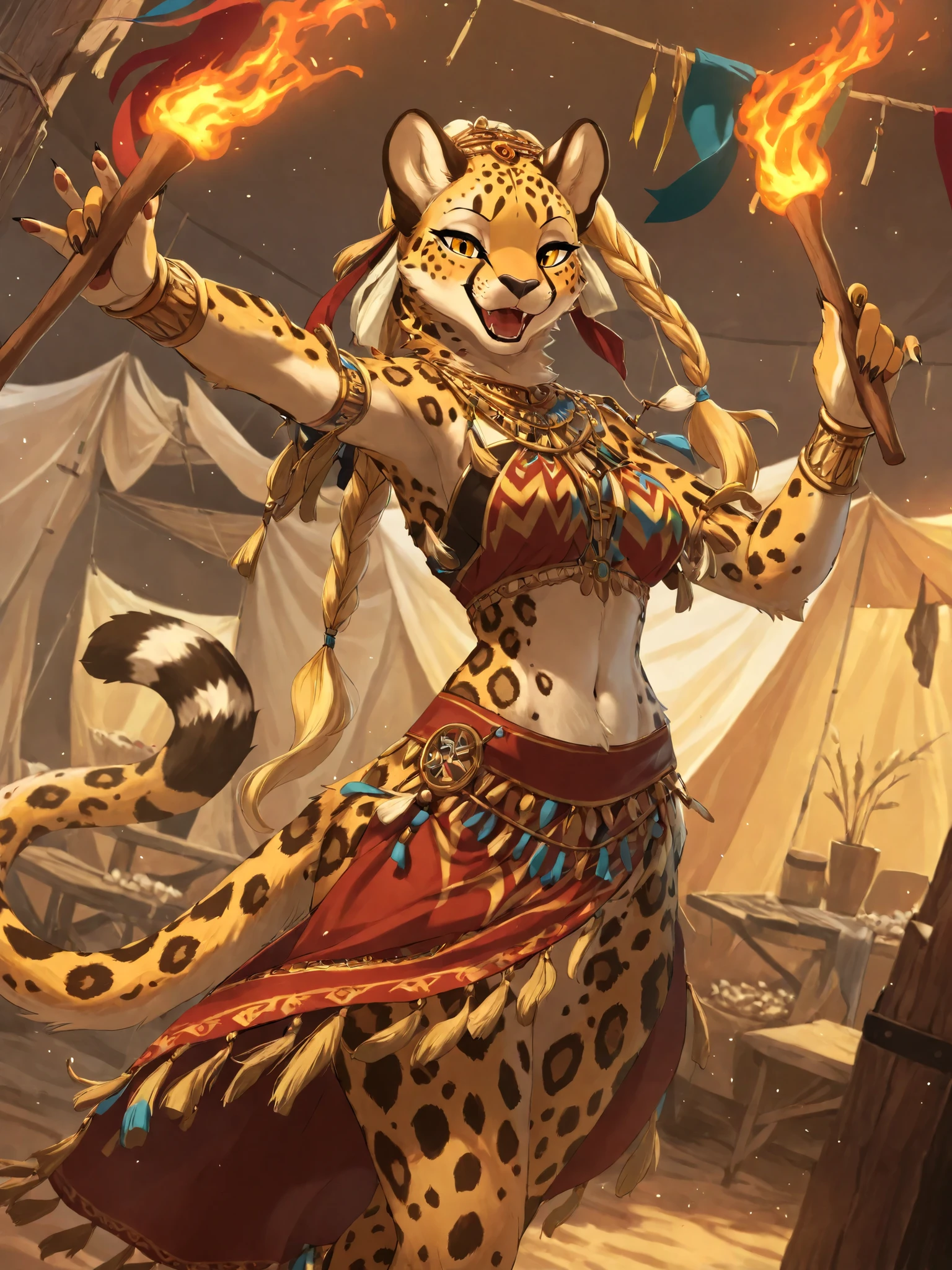 (((Barefoot furry character, full body, cinematic setting, furry female, plantigrade, wearing leather anklets)))
stealthy and agile ((panther)) anthro with ((sleek black fur)) and piercing amber eyes. Clad in tribal-inspired attire with dart motifs symbolizing curare's traditional use in blow darts. The figure stands barefoot in a dense rainforest setting, surrounded by vines and exotic plants like Strychnos toxifera, used in curare preparation by indigenous tribes.
BREAK, detailed background, 8K, (masterpiece:1.5), intricate details, highly detailed, extreme detail, octane render, fine art, best quality, highres, (detailed face:1.5), ((full_body)), UHD, (((perfect hands))), low light