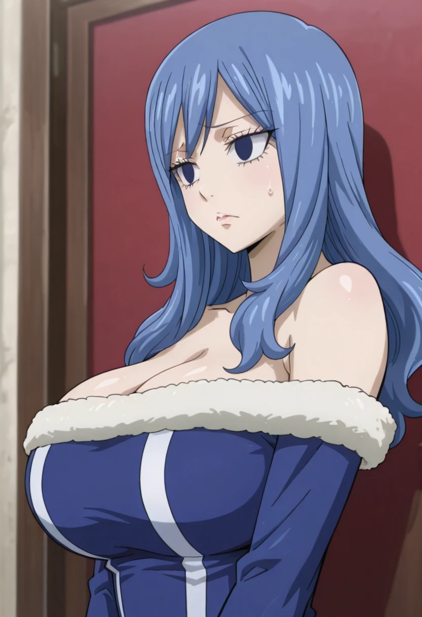 FAIRY TAIL ANGEL, LONG HAIR, BANGS, BLUE HAIR, HAIRBAND, BLUE HAIRBAND, AHOGE, THIGHHIGHS, GLOVES, DRESS, CLEAVAGE, ELBOW GLOVES, WHITE DRESS, 1girl, solo, facing viewer, (evil smile:1.3),Highly detailed CG Unity 8K wallpaper, perfect lighting,laugh at,evil smile,evil smirk,looking down at viewer,,smile bad,deep shaded face,too evil fall,dark world background,two hands,five fingers,