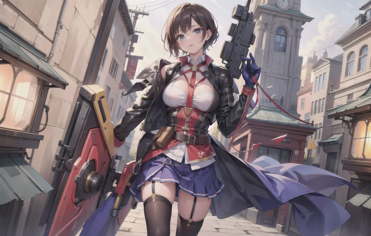 1girl, solo, Laura S. Arseid (long dark blue hair, ponytail and side Bang, small boobs), (inspired by trails of cold steel) in a school dress showing off her panties, in a military school, embarrassed