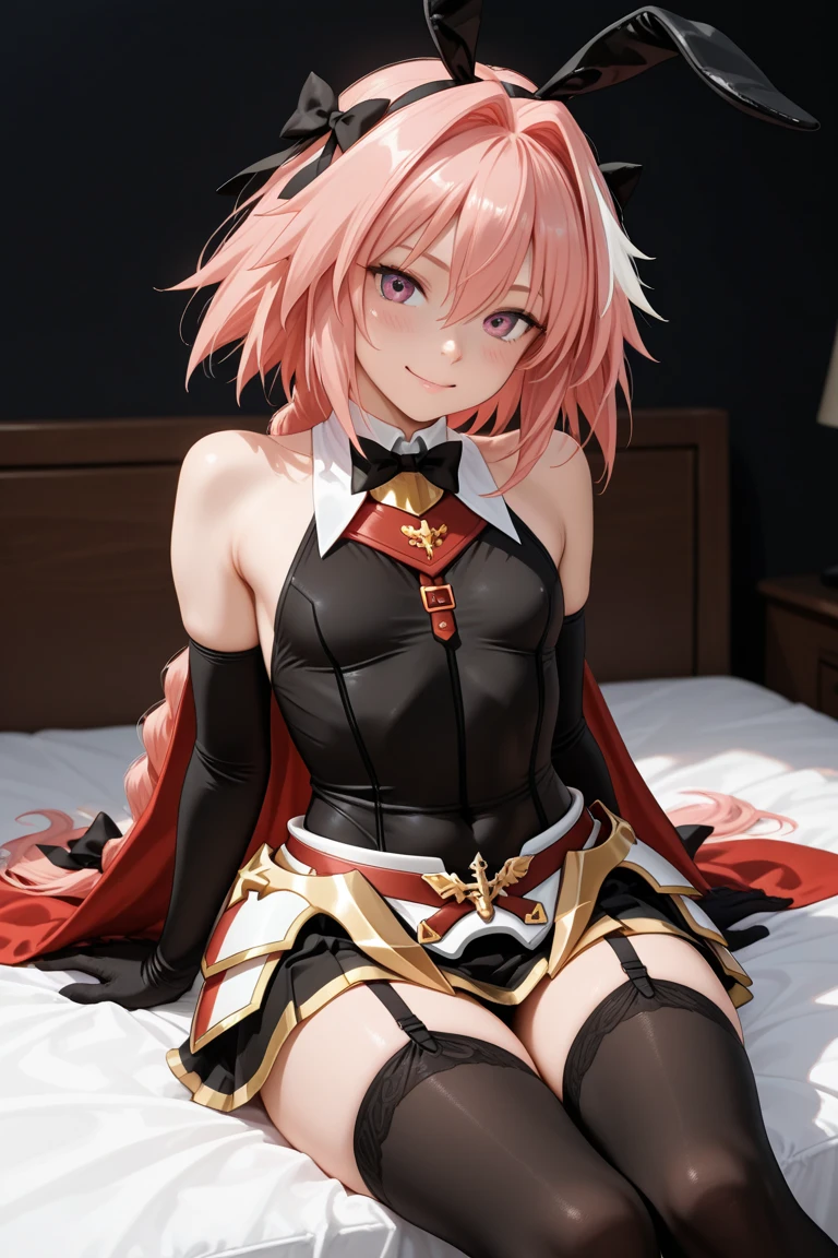 very delicate and beautiful girl,8k wallpaper,masterpiece,danntoudainoaura,Bedroom,1 girl,alone,devil's horns,devil girl,long hair,medium breasts,(long gloves),((pantyhose)),boots,choker,((santa claus clothes)),(sit on bed),looking at the viewer、Photo from below、((sit cross-legged))、((Red clotheini skirt))