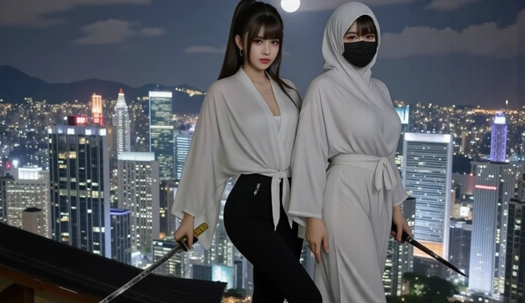 Ninja Samurai Swordsman Arabian Middle East Islam Gravure Idol Micro Bikini Photo Wet Sheer Transparent White Swimsuit Spread Your Legs