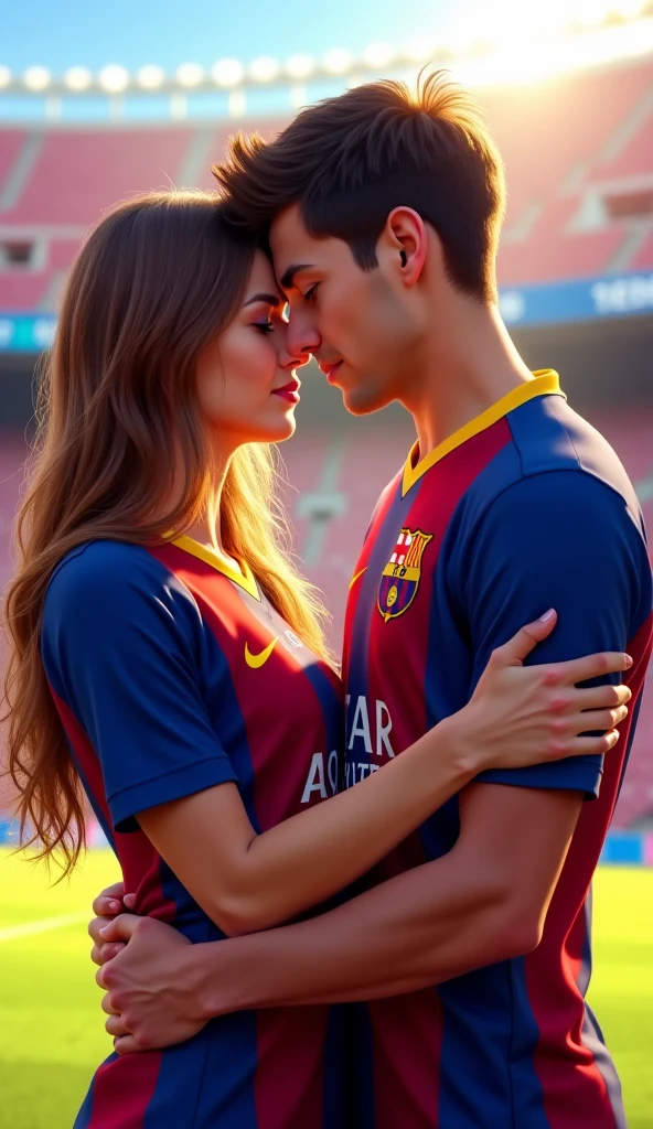 Messi and Ronaldo kissing each other