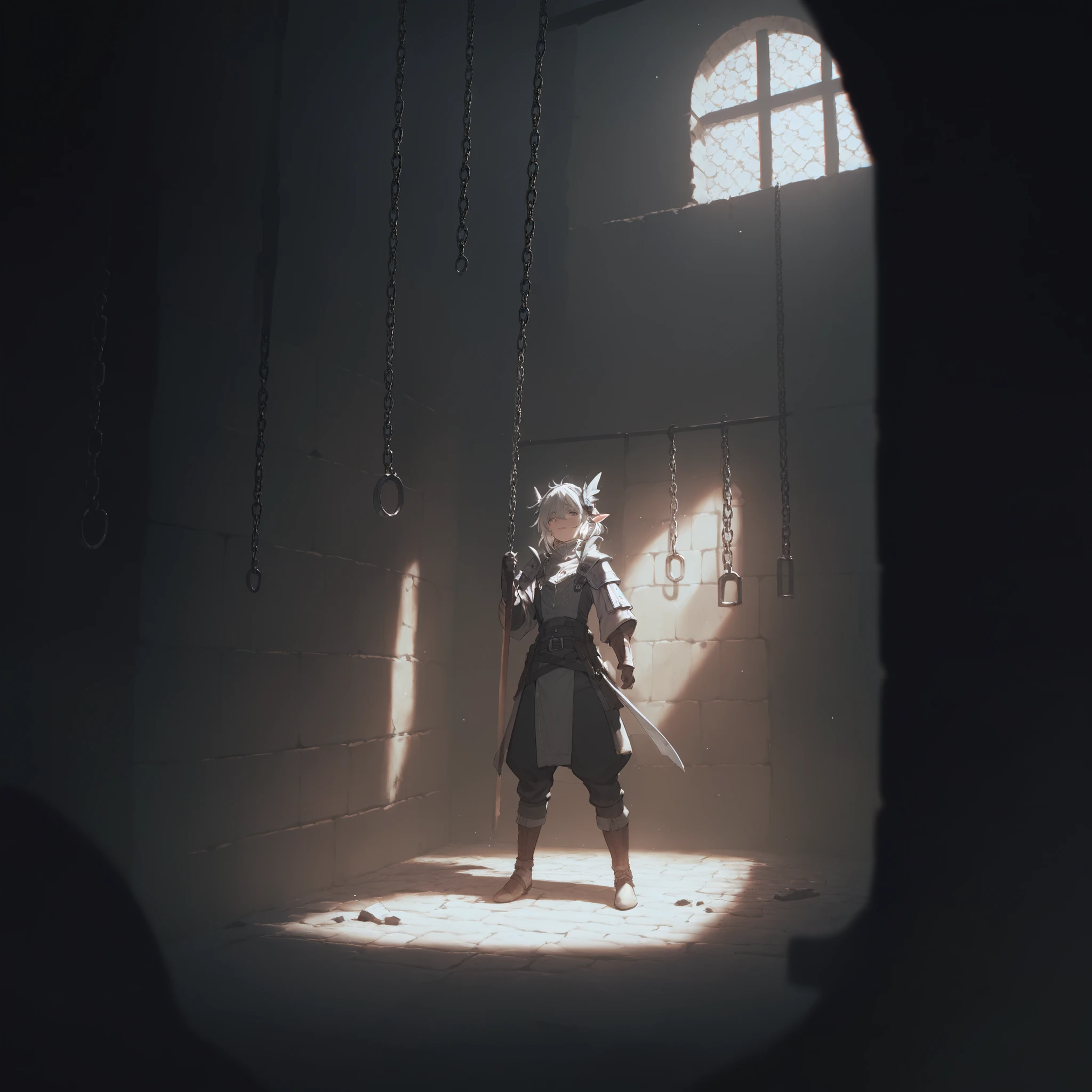 (SuperQuality:1.0) ~ (SuperQuality:1.2), kony4666, A person exploring a dungeon until a large size opens, dungeon, cores frias, heavy climate