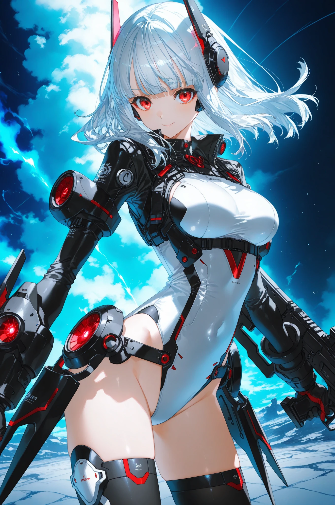 (((masterpiece))), (((Highest quality))), ((Very detailed)), (Highly detailed CG illustrations), ((Very delicate and beautiful)),(From the side),Cinematic Light,((1. Machine Girl)),alone,whole body,(Machine made joints:1.2),((Mechanical limbs)),(Blood vessels connected to tubes),(Mechanical vertebrae attached to the back),((Cervical vertebrae mechanically attached to the neck)),(Sitting),Expressionless,(Wires and cables around the neck:1.2),(Cable connected to tailbone)、(Overhead wires and cables:1.2)(Character Focus),sf,Very detailed,colorful,Most detailed、A starry sky, mysterious,Outdoor、 Awe-inspiring expressions, Dynamic pose、 The blood vessels of the machine connected to the groin、ceremony、Giant planet in the background、Inspiration, 3One month, poker face,Tube leading to vagina、 Inside the spaceship, Starry Sky, Fine , On the water, Ocean, ancient ruins、Big Clouds,Dynamic composition、Huge spaceship、Mechanical veins connecting the spacecraft to the body、Fisheye Lens、
