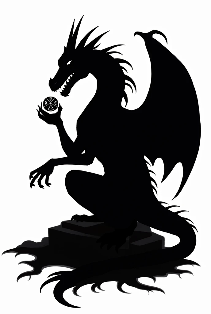 a black silhouette of a noodle dragon in a wheelchair