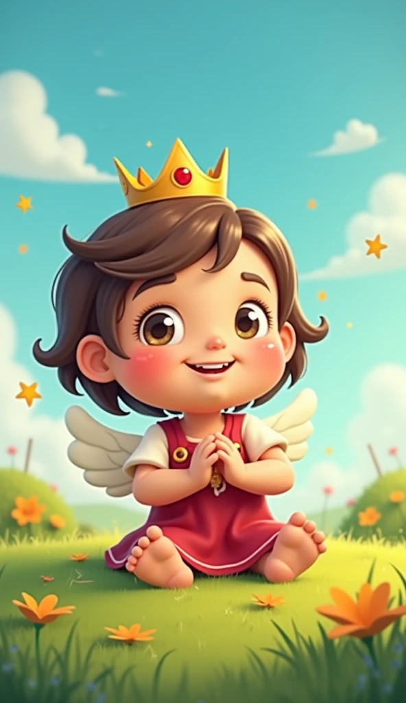 a closeup of a young CHILD with a golden hair crown, painting digital adorable, lindo pintura digital, Arte digital alucinante, lindo arte digital, arte digital muito realista, arte do retrato da fantasia, pintura realista da menina bonito, arte digital muito bonita, pintura digital bonita, retrato da arte da fantasia, Arte infantil em Artstation, arte digital realista, bela arte digital, bela arte digital