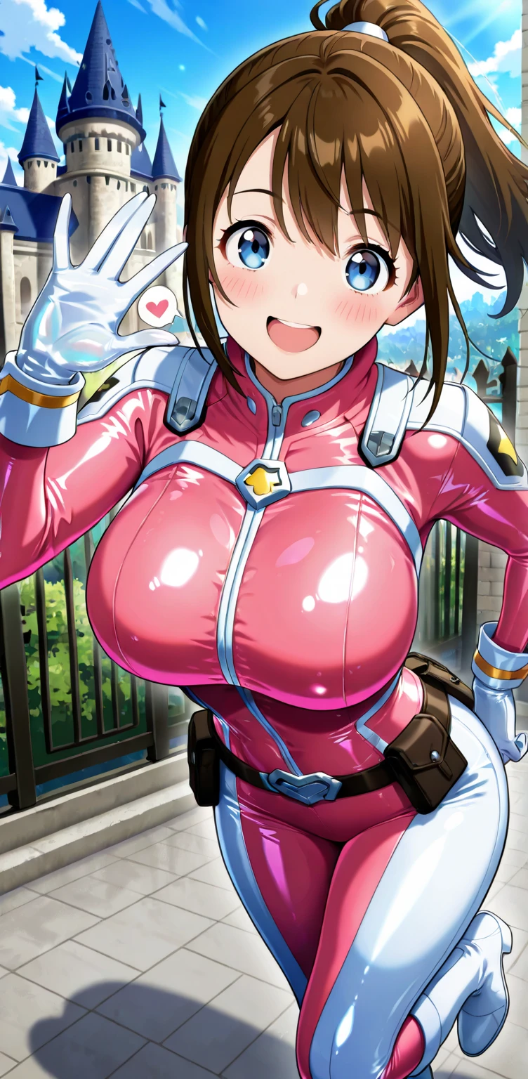 ((masterpiece)), ((high quality)), ((super detailed)), ((high resolution)), ((8k)), a beautiful woman, ((She is one of the most famous actress in Japan.)), unparalleled beauty, ((large breast:1.6)), ((large ass:1.2)), ((deep cleavage:1.2)), slim waist, chest out, ultra detailed face, perfect skin, (((waist length hair, long light brown straight hair, hime cut))), light blue eyes, ultra detailed eyes, whole body image, sexy, an inviting smile, sensual, (((anime))), ((glamorous)), sexual attraction ,23 years old, ((incredibly beautiful woman)), ((The H cup bust)), ((neat and clean.)) , (((Power Ranger))), heroine, (((high leg leotard, white line on pink colored power suit:1.4))), ((combat medic)), ((beautiful breasts)), beautiful legs, 8 life size, anime:1.4, the most beautiful and strongest, ((charm)), ((Russian beauty)), ((((gravure pose)))),
