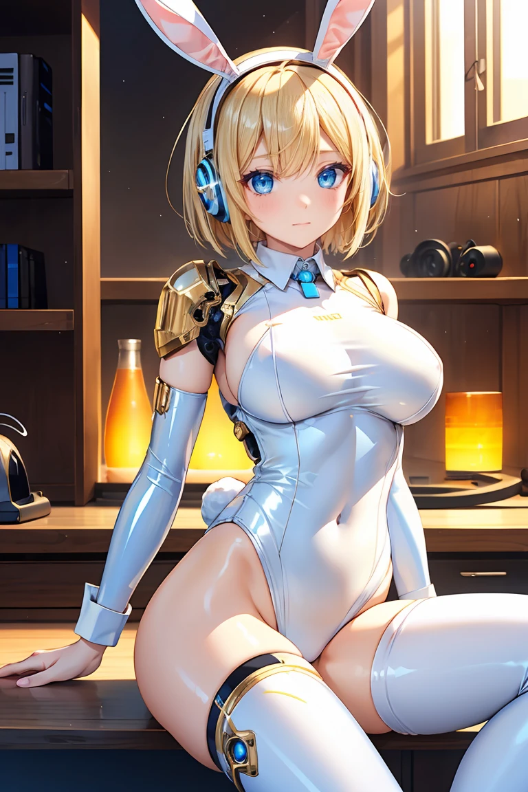 (((best quality))), (((high resolution))), (((masterpiece))), ((ultra-detailed)), (illustration), ((an extremely delicate and beautiful)), ((super detail)), (((20 years old))), ((adult)), (((tall))), gleaming skin, shiny body, breast focus, ((((ultra-huge breasts)))), elegant smile, ((big round eyes)), cute eyes, drooping eyes, two hands, five fingers, no extra hands, two legs, slender legs, ((biopunk)), ((metallic cloth)), (android), gynoid, delicate metal decorations, (medium length hair), (hair shorter than shoulder), braid, (see-through), mini skirt, ((midriff-baring outfit)), (shining brightly), outdoor, daytime, city, (pink blond), (super heroine), (cheerleader), ((metallic blue)), (slimy shining), (spread legs), camel toe, sit with legs stretched out, soaking wet, pussy juice, ((topless)), erotic, seductive, nsfw,