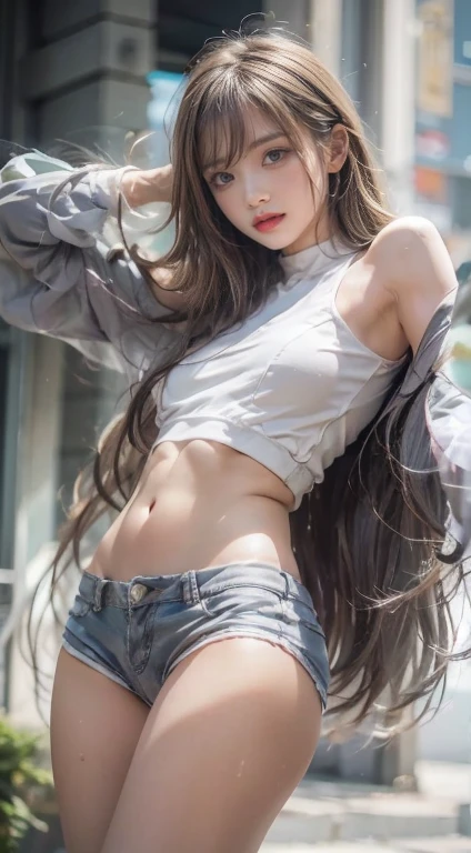 (((A girl standing in a world only God knows:1.2))), (Hair blowing in the wind:1.4), (beautiful girl, Baby Face:1.6, Cute face, Idol Face:1.2), (Small and slender figure), (Slender body line), (((Beautiful and divine々A beautiful goddess:1.2))), (Smooth female body:1.2), Beautiful Skin, Small beautiful butt, Narrow waist, Thin thighs, (Highest quality, 8k, masterpiece:1.2), ((Frontal portrait:1.3)), ((Medium breast, Upward bust, Beautiful nipples)), (Detailed eyes and face:1.3), (Detailed hands:1.2, 's small hand), ((A fantastic atmosphere)), (Perfect Anatomy), Ultra-detailed, (Idol Smile:1.3), (View the viewer:1.3), Short Hair