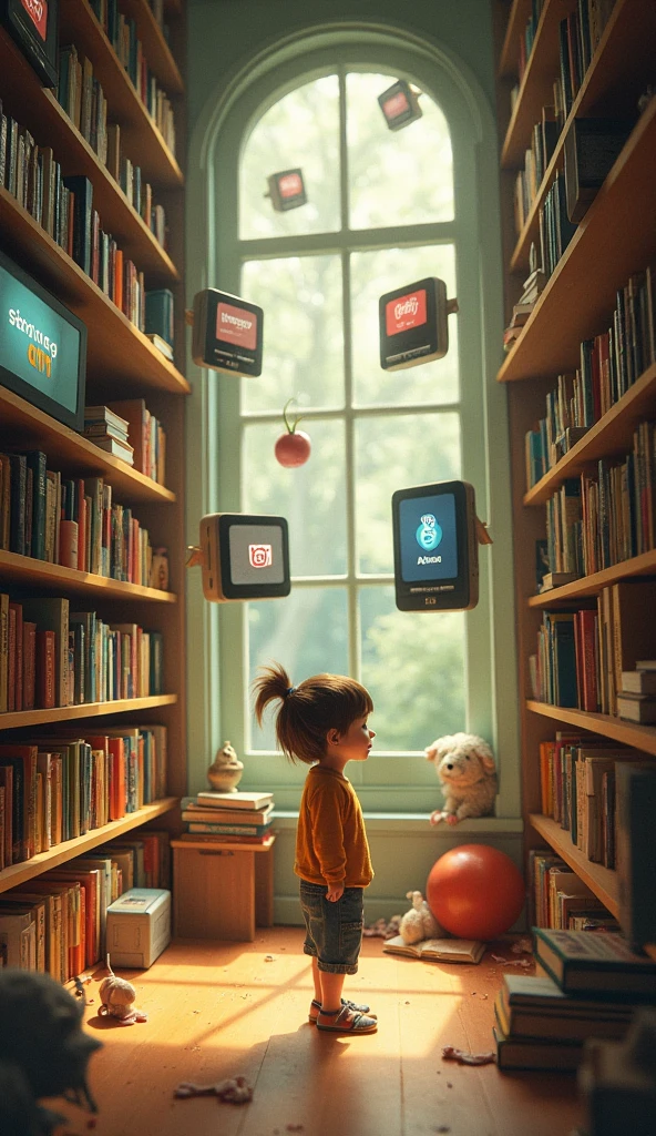 A 4-year-old girl surrounded by mathematical thoughts
