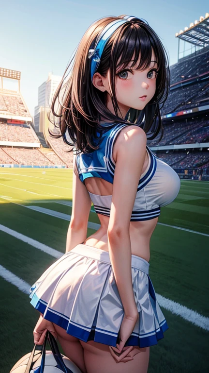 cheerleaders,A smile,Big Stadium,cheer leading,(((Fancy Cheerleader Costumes))),
(((​masterpiece)))、(((top-quality)))、((ultra-detailliert))、(illustratio)、((extremely delicate and beautiful))、(bokeh dof、blurry backround)、(Best Shadows)、
1girl in、side poneyTail:1.5,(((Quite small, Thin and thin panties:1.5)))、Show off panties,((underboob:1.3)),crouching down:1.2,Large open legs,
A dark-haired、length hair,(Very short skirt:1.3),(Beautiful nipple stand):1.0,(huge-breasted), Big Tits, Slender waist,((odious body:1.5))、(jamping:1.3),(The largest interchain is published).
kawaii,14years,From the knee up:1.3,(open one's legs:1.5)
Highlight spots above the eyes、
charactor focus、tilt of the head、