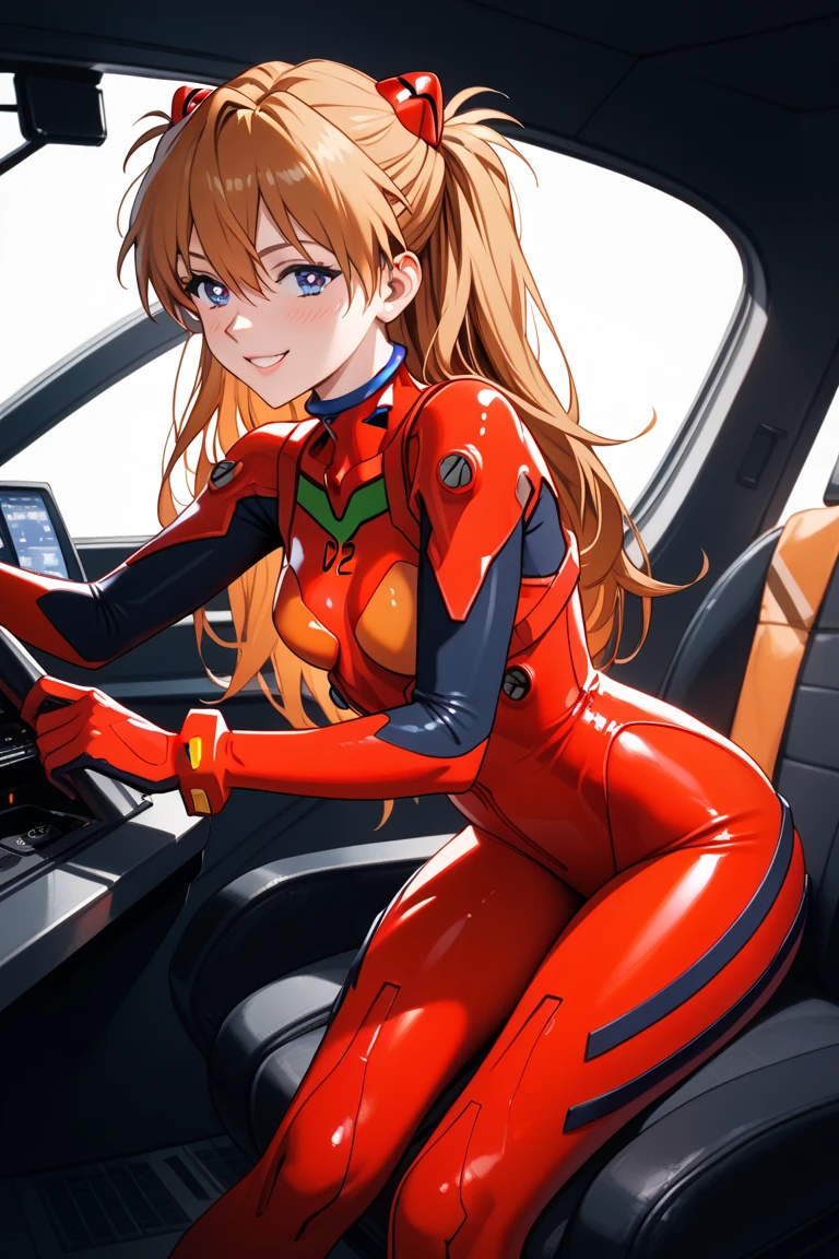 (masterpiece, highest quality), One Girl, Beautiful Face, Beautiful body, souryuu_Asuka_Langley, Plug Suit, Bodysuits, Interface Headset, red Bodysuits, Hair between the eyes, Pilot Suit,((Please show me your whole body:1.5)), wilderness, (Amazing details, Excellent lighting, Wide-angle), Destroyed buildings, Sitting on the bonnet of a broken Porsche