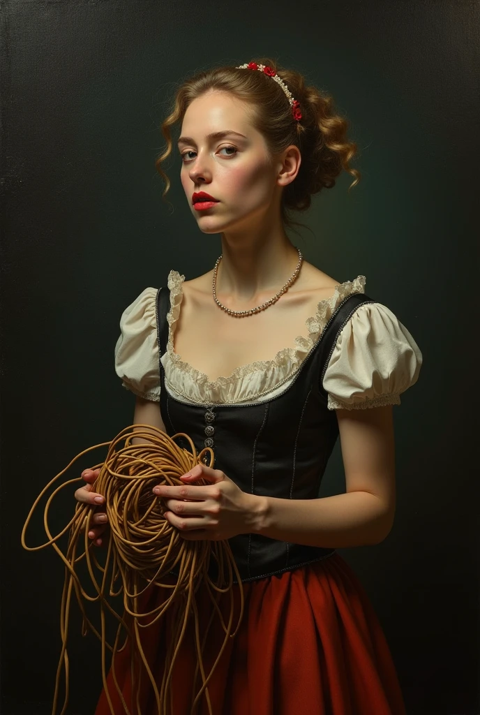 realistic photo of a (polumna:1.2), thick thighs, (bondage:1.3), (hair color:1.05), (hairstyle:1.2), (expressionless:1.2), by Jeremy Lipking, by William Bouguereau, (by Alphonse Mucha:0.5), sabudenego, masterpiece