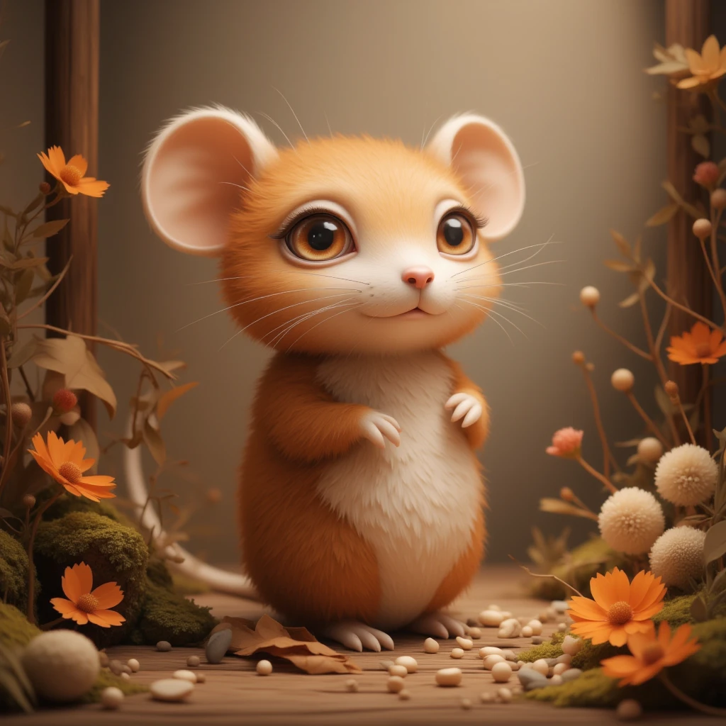 Mouse with brown and light-brown color palette