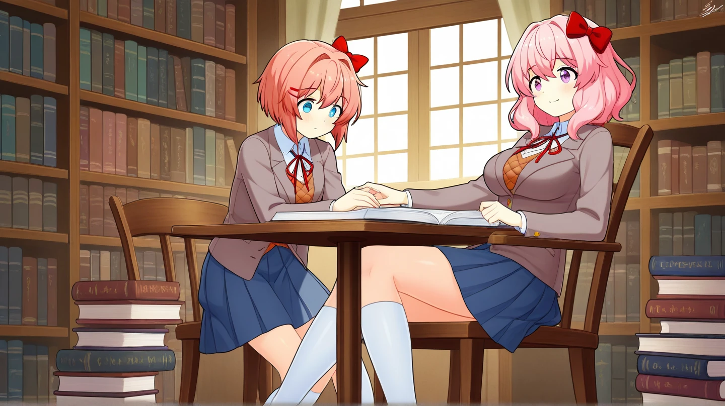 Fantasy,((Masterpiece)),((high resolution)),((Best Quality)),Anime illustration,((1girl)),(wavy hair),(short hair),(pale pink hair color),small ponytail,Red eyes,(Big round eyes),((tareme)),((child)),12 years old,((baby face)),((very big breasts)),Short stature,Young,((loli)),,,cardigan,mini skirt,smile,Ladylike,classroom,
