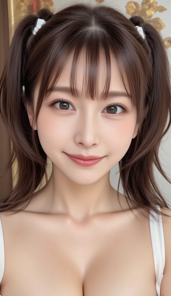 brightexpression、photorealistic stick:1.32、highest quality、超A high resolution、Photos of the most beautiful Japan girls、cute and beautiful face details、small face、(Pueros face_V1:0.008)、Beautiful bangs、14 years old、Brilliant white skin、hair gets tangled in face、Bangs that reach down to the face、bangs、hair between eyes、super long hair、charming brown silky hair、bright、Clear light blue eyes shine charmingly、ample breasts、Dynamic poses highest quality、disorganized、((the cutest girl in the world))、Japanese、14 years oldの女の子、Cafe、((lace dress:1.3))、(half up hair:1.3)、(tie with a thin ribbon)、nice and cute、innocent smile、nice smile、cleavage、(big breasts:1.3)、ponytail、brown hair、thin waist、detailed beautiful eyes、face forward、Upper body、close up of face、Front view、