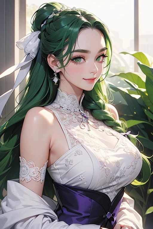 (Extreme Detail CG Unity 8K Wallpapers, Masterpiece, Highest quality), (exquisite lighting and shadows, highly dramatic picture, Cinematic lens effect), (Sailor Moon: 1.4), Delicate facial features, Charming smile, Star eyes, ((Dark green hair)), tight top, White gloves, Mini skirt, Dynamic pose, Lying in the garden), (Garden background full of flowers) (Excellent detail, Outstanding lighting, wide angles), (Excellent rendering, Enough to be proud of its kind),((huge tit,gigantic cleavage breasts))