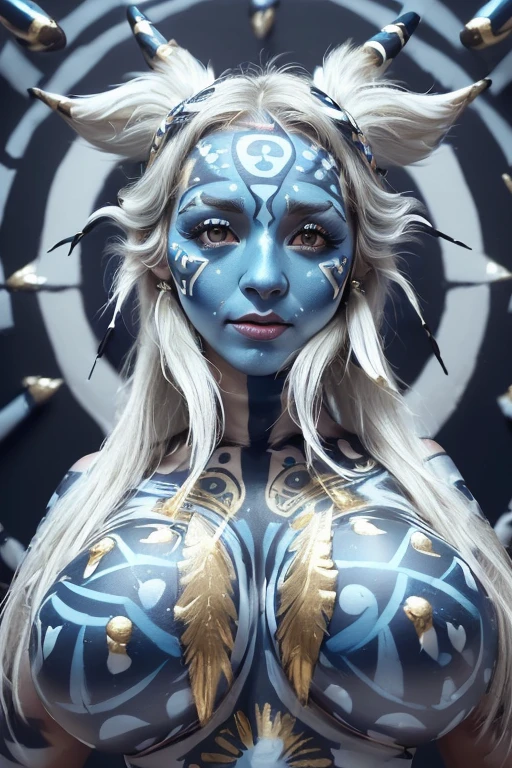 Ultra-detailed complex 3D rendering of the face, (masterpiece, top quality, octane rendering,), glamour shots full body image, very beautiful young elves, cleavage, (highly detailed skin: 1.2), (exposure: 1.1), ((blue micro bikini: 1.95)))). , 8k, (((very soft breasts)), (((conspicuous large pink areola)), beautiful Caucasian woman with white skin with full soft breasts with big buttocks, one, long braided hair, big breasts, dynamic angles, (((huge breasts: 2.4)), ultra-realistic photos, ((((((silver hair)))), futuristic urban background, facial muscles, (((((detailed and glamorous silver crown)))), In the style of Marvel Comics, ArtStation Trends, Clear Focus, Intricate Details, Very Detailed, Detailed Green Eyes, Sharp Focus, Digital Rendering, Professional, Abs, Lip Gloss, Glossy Skin, Sexy Pose, Golden Tattoo All Over Body, Silver Pattern All Over Body, Silver Lame Skin, Gold Glitter Skin, Mansuji, Buttocks, Jeweled All Over the Body, with silver scales, silver hair,