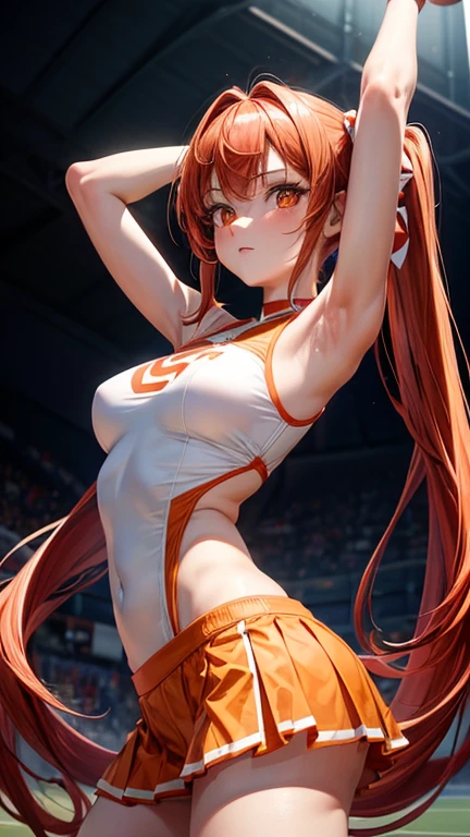 view from behind、show your butt、The emphasis is on the butt、actual、Super high chroma、8k、Long red hair(((30 year old woman)))、((((She was wearing a black and orange competition swimsuit。))))、competitive swimmer、big breasts、Thick thighs、Pay attention to muscle development。競泳プールolympic Comcompetitive swimmerics stadium 美しい顔, Highly detailed face and skin textures, cold expression,(Eyes have small wrinkles, double eyelids, thin eyebrows, glitter eyeliner: 1.2, natural cheeks, skin shiny, White skin,, (glossy lips: 1. 4),Sweating 1.0、(((vitality)))