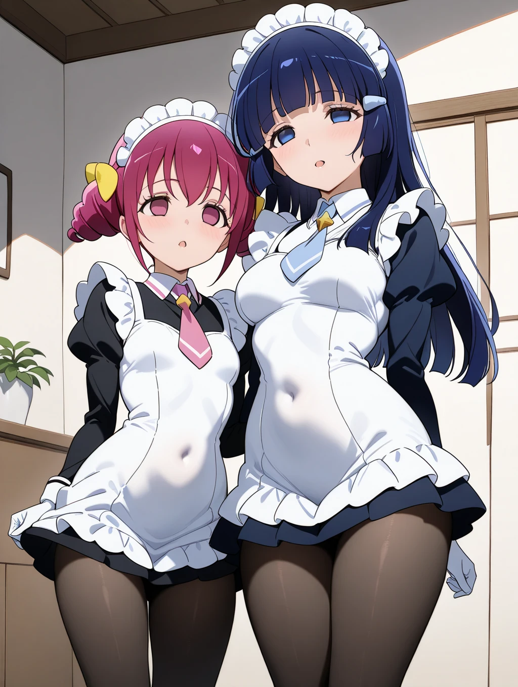 Ranma saotome, Cabello rojo, traje maid sexy, pechos grandes, collar, falda, escote grande, cuerpo completo, doggy position, penetracion, futanari, hentai