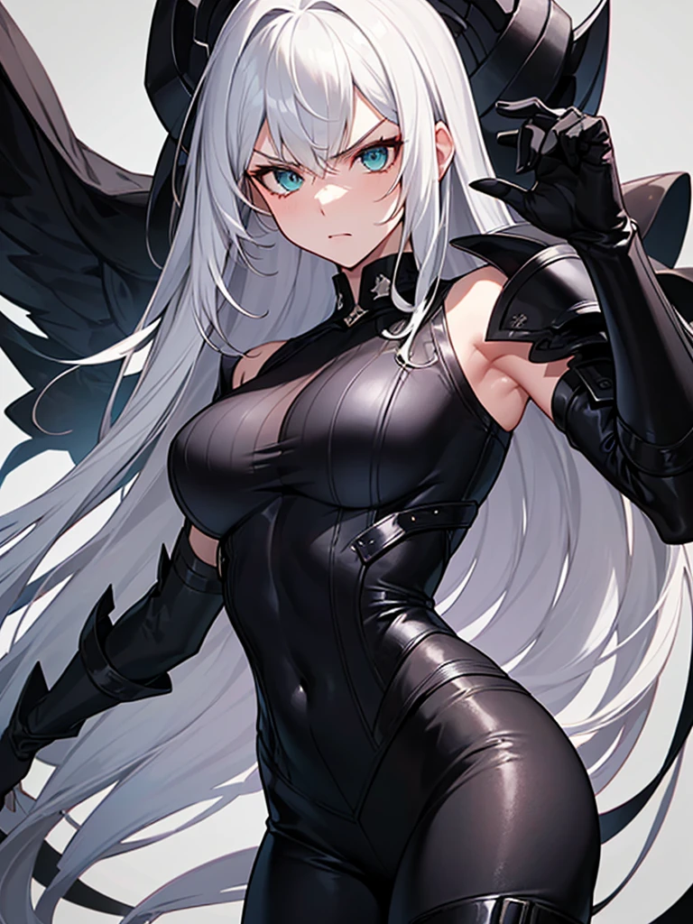 a woman with long white hair, cat ears, a black leather suit that reveals her nipples and genitals, masturbating, detailed face, beautiful eyes, dramatic lighting, moody atmosphere, cinematic composition, hyper-realistic, 8k, award winning digital art