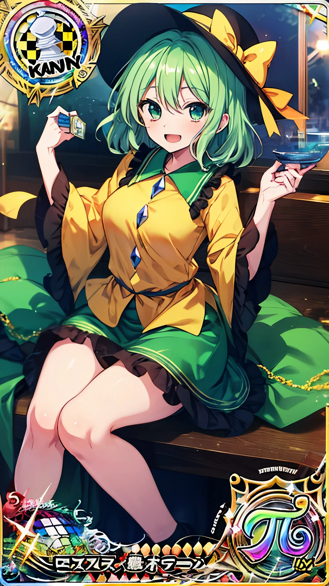 レアカード,Komeiji Koishi,Touhou Project,Smile with open mouth,,Curvaceous,Top image quality,Masterpiece