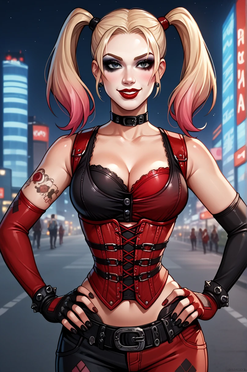 Sexy Harley quinn, big boobs, piercings titts