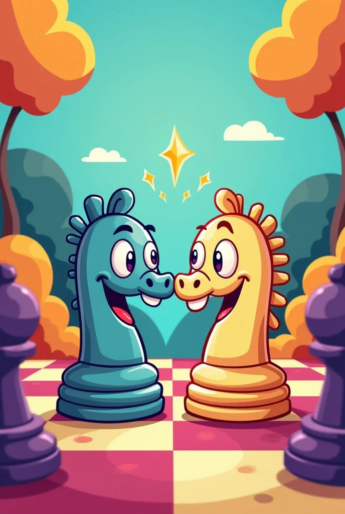 Cartoon of two chess pawns