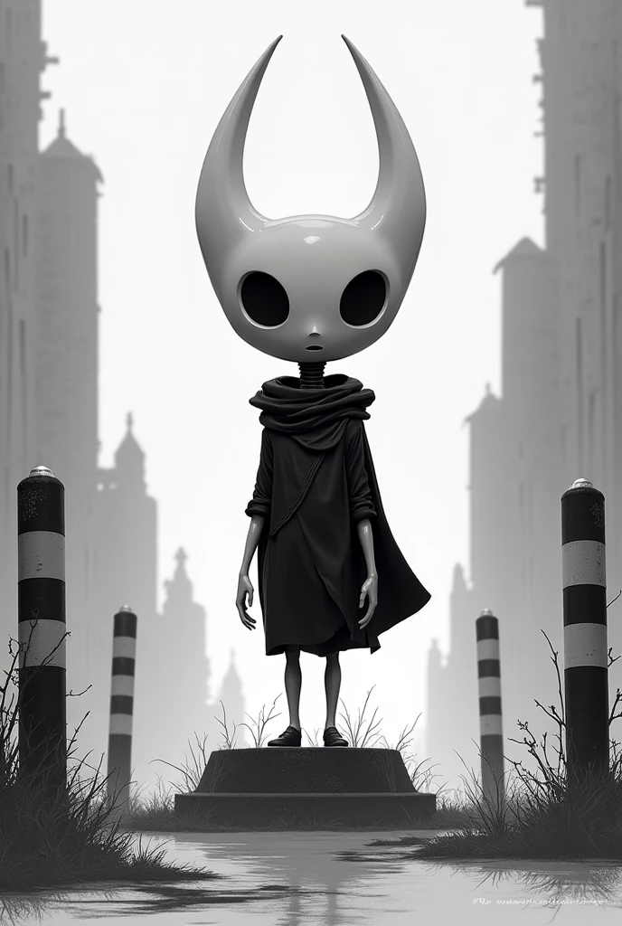 masterpiece, best quality, monochrome, rain, wet, horror \(theme\), hornet, <lora:monochrome-000014:0.8> <lora:hornet-v1:1>