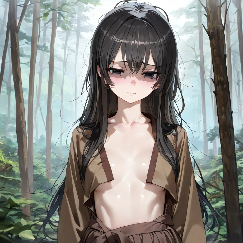 ((fullnude))、In the forest near the house、hanging from a tree with a noose around his neck、Suicide body of a young woman found、Was wearing a uniform、closing eye、Forced to take off her uniform from her dead girlfriend、Anatomically correct body composition、Normal balance of the human body、Draw pubic hair growing in the pushed open crotch、Accurate genital representation、I forced her down.、Observed the leaking genitals with fingers
