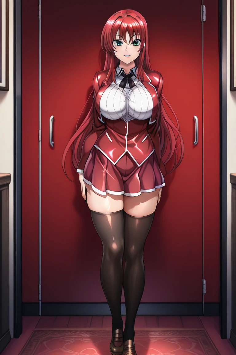 Masterpiece, best quality, small 1girl, dark red hair, wide hips, ((large breasts)), no pants, nude, (standing), from afront, bratty, ((detailed pussy)), inside brothel, pink bed, red interior, bratty girl, pussy juice, sweat, (pussy juice), blush, (((by shindol))), (tsf monogatari), shindol, modern interior,