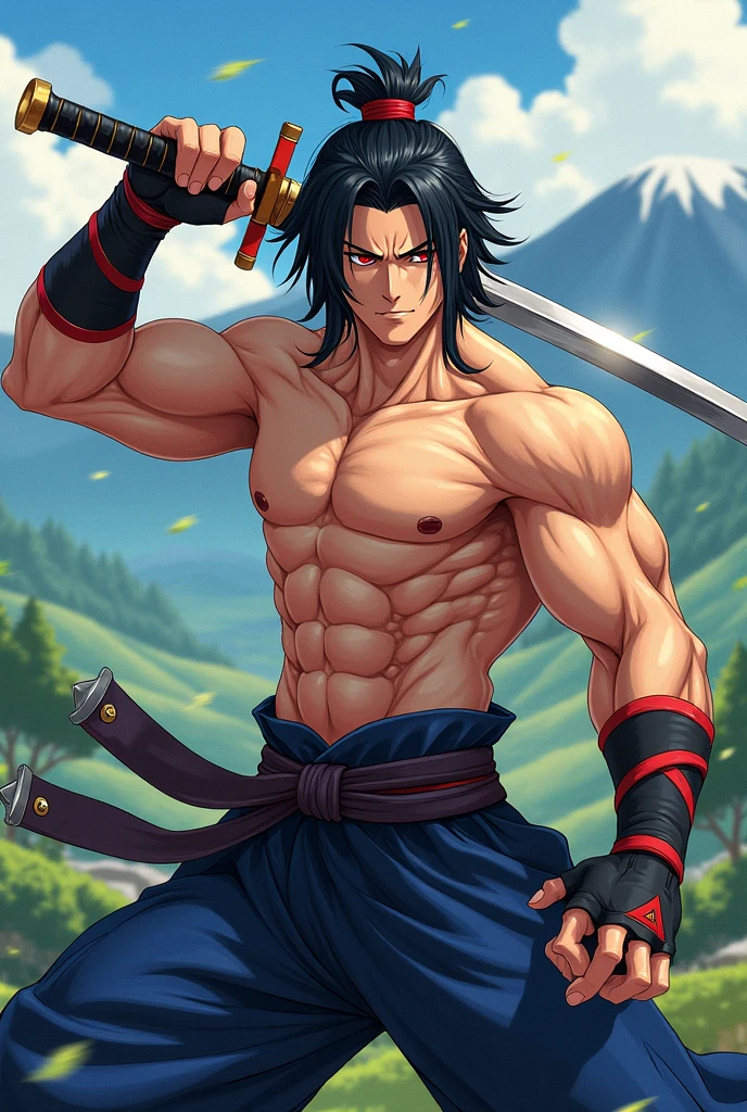 Ultra detailed, Highres, HDR, absurdres, Tomioka Giyuu, black hair with bangs, expressive blue eyes, patterns, Kimetsu No Yaiba, sexy man, handsome, solo, extremely detailed face and eyes, petals, blossoms, spring, toned chest, master piece, basketball uniform