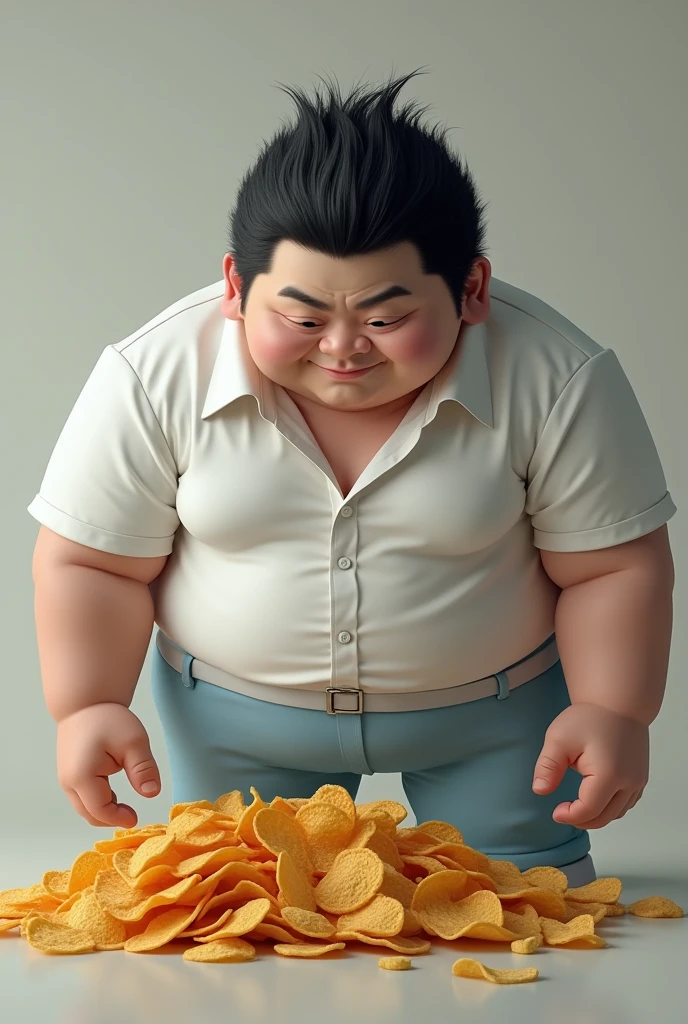 Fat boy with feeding tube