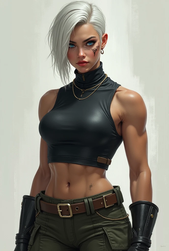 Beautiful cybernetic swarthy girl, iridescent hair,looking at the camera, underwear, detailed muscles, A realistic masterpiece,in the style of hip-hop,The whole body is tattooed,grafffiti,stands against the wall