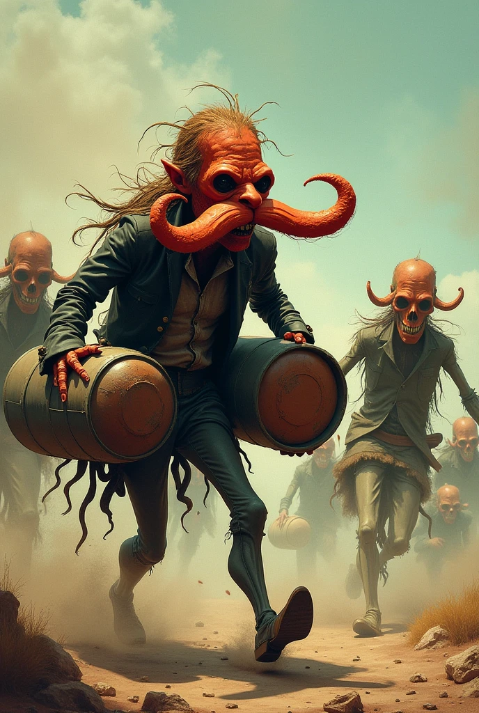 Alien gengs with red eyes getting smoke high at the bassemant, full of grass, tobacco, beer and party, ultra HD animation, poster film,