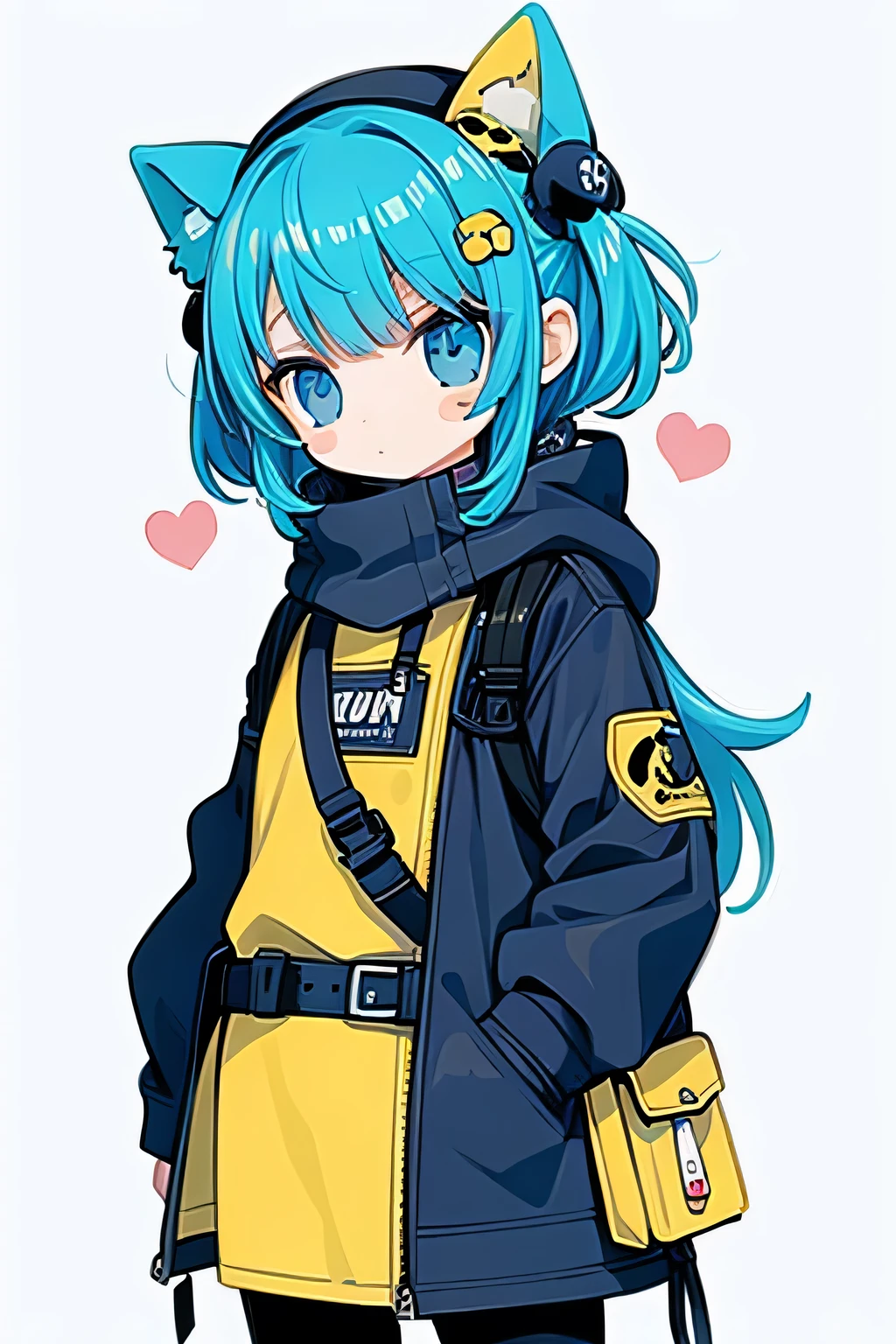 ( stickers ),#quality(8k,best quality, masterpiece),solo, #girl(cute, cute,small ,smile,Floating Hair,The hair color is space,twin tails,zombie skin , ghost skin ,Skin Color Blue ,pale skin,Eye color cosmic ,eyes are shining,big eyes,I'm in y,heavy metal costume, green,isolated on pink background,full body),#background(Monotony,pink,no background,isolated on pink background)