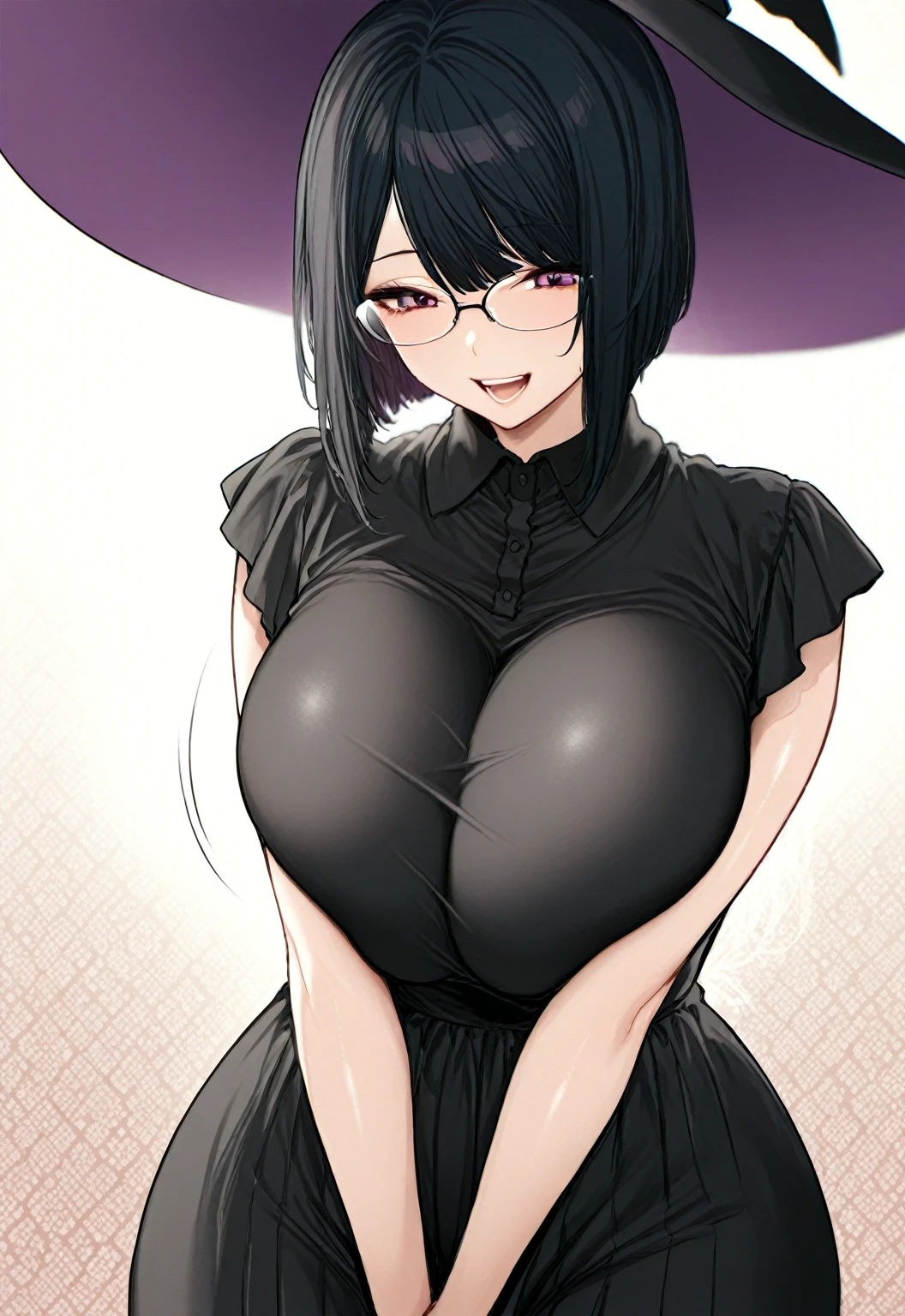 Masterpiece, best quality, mature woman, hentai, teacher, porn, sex, fuck, big breasts, view from front, full body, nipples, heart eyes, blush, classroom, pov, goth, black lipstick, pierced, tattoos, curvix tattoo, horns