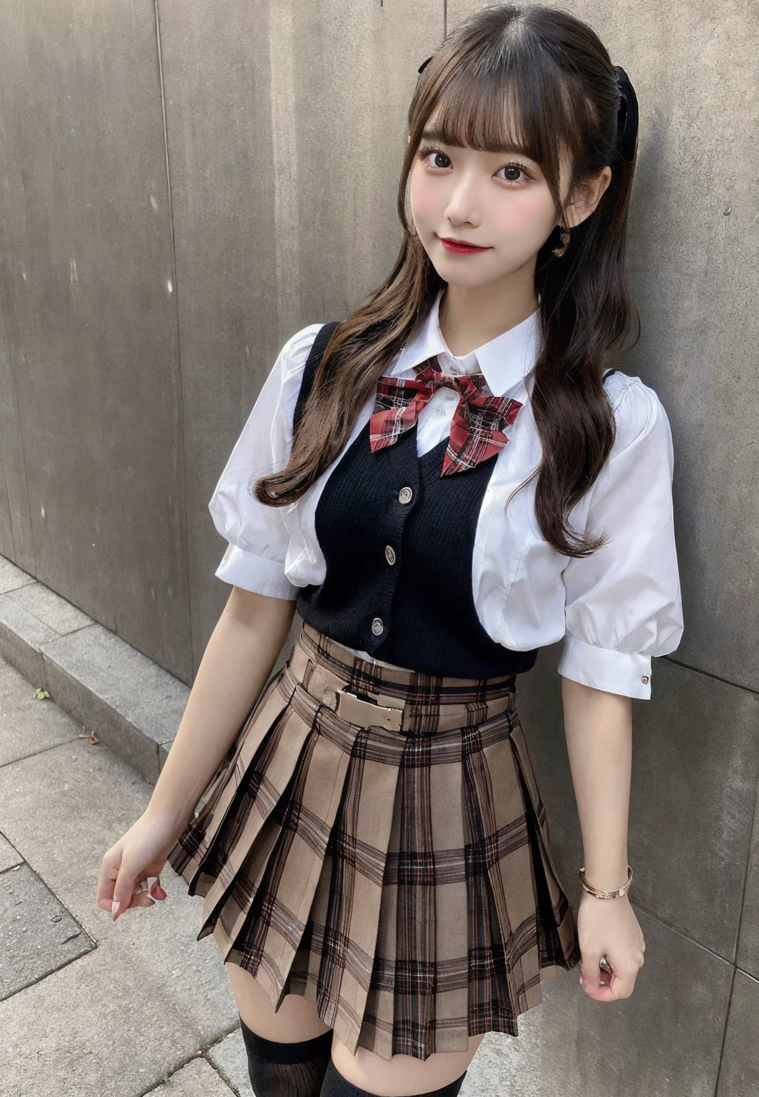(A slim girl with big breasts in a high school uniform:1.3、Long Shot:1.5、Brown Loafers:1.5、Stand with your feet shoulder-width apart:1.5、Facing forward:1.5)、(Looking at me with a cute face and smiling: 1.5)、(No background:1.3)、(Anatomically correct:1.3)、(Complete Hand:1.3)、(Full Finger:1.3)、Photorealistic、Raw photo、Highest quality、High Resolution、Delicate and beautiful、Perfect Face、Beautiful fine details、Fair skin、Real human skin、pores、((Thin legs))、(Black Hair)