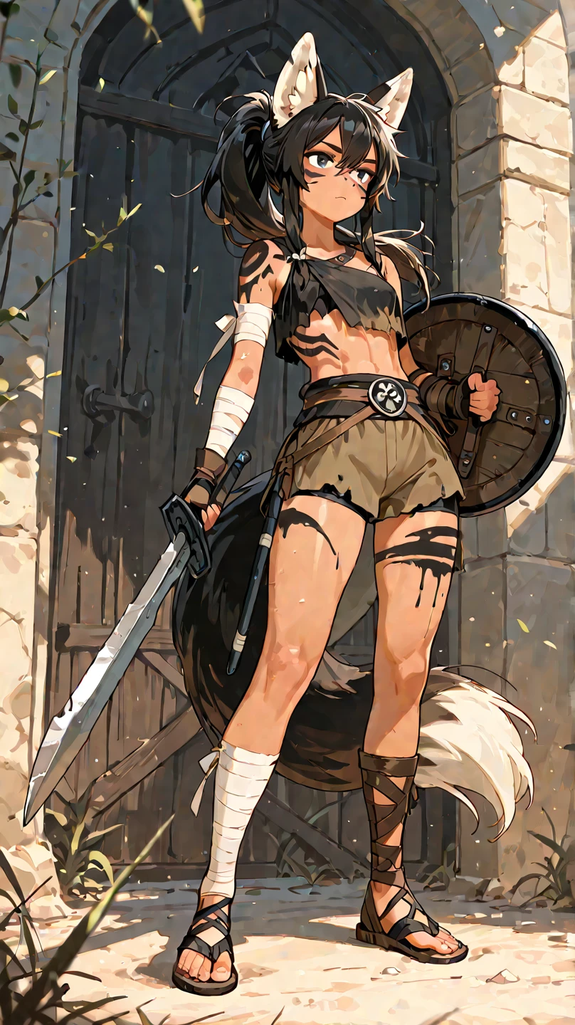Art inspired by John Buscema’s stroke , 1girl enjinight, solo, armor, sword, wide hips , barbarian_woman armor, armor, anime style, portrayed in a detailed and perfect manner.
