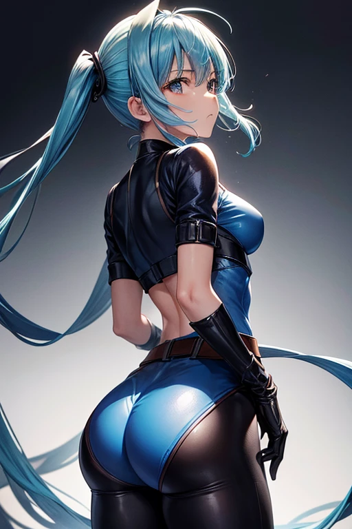 sexy girl no clothes, big bobs , White background, butt tattoo tattoo, sexy pantyhose, sweating a lot, gloves on hands, blue hair